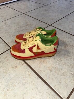 Nike Air Force 1 Low-Top Sneakers in Yellow, Red & Green with Chili Accent